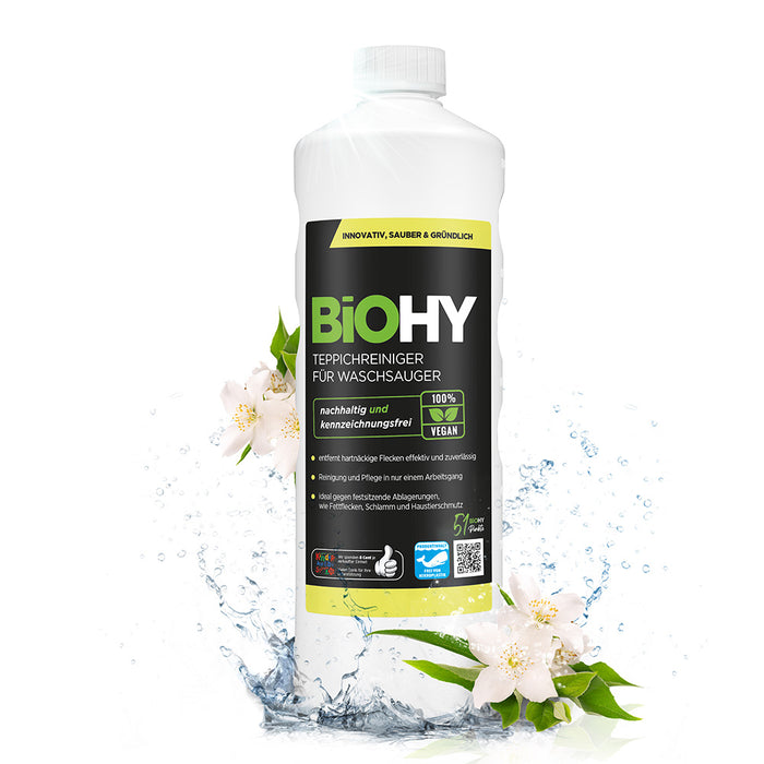 BiOHY Teppichreiniger für Waschsauger, Teppichshampoo, Textilreiniger, Dampfreiniger Teppich
