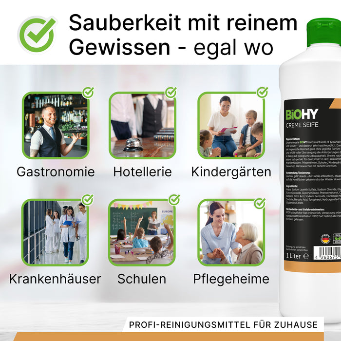 BiOHY Creme Seife, Hautfreundlich und phosphatfrei, B2B