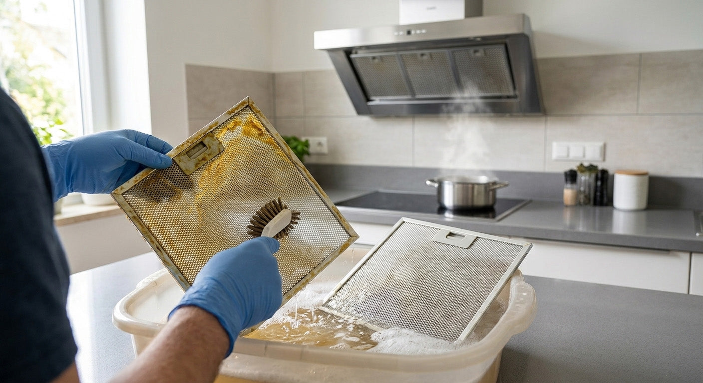 Dunstabzugshaube und Fettfilter reinigen: So löst du hartnäckiges Fett