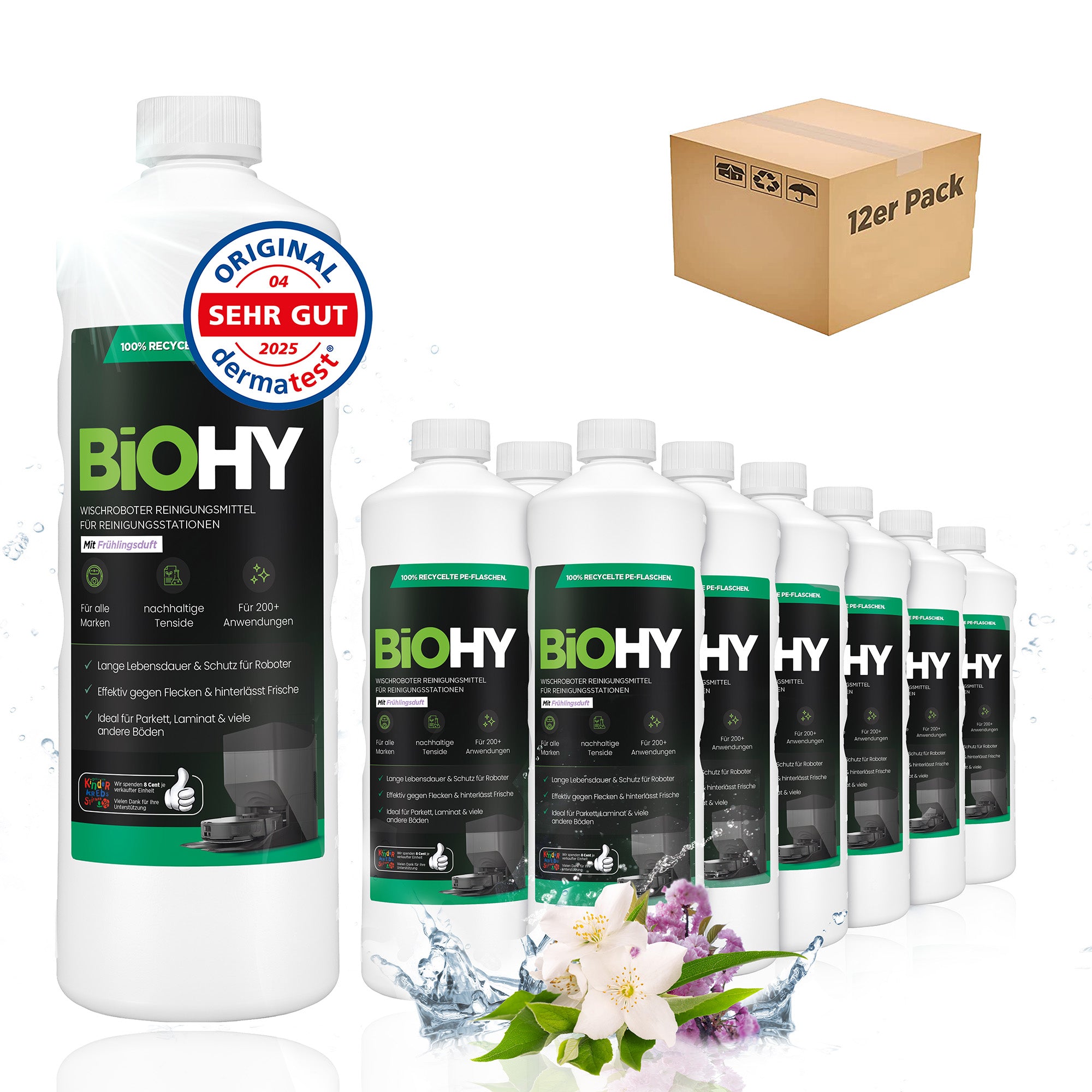 BiOHY Mopping robot cleaning agent for cleaning stations, cleaner for mopping robots, non-mudding floor cleaner, organic concentrate