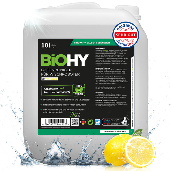 BiOHY Bodenreiniger für Wischroboter, Glanzreiniger, Bodenwischpflege, Bio-Konzentrat, B2B