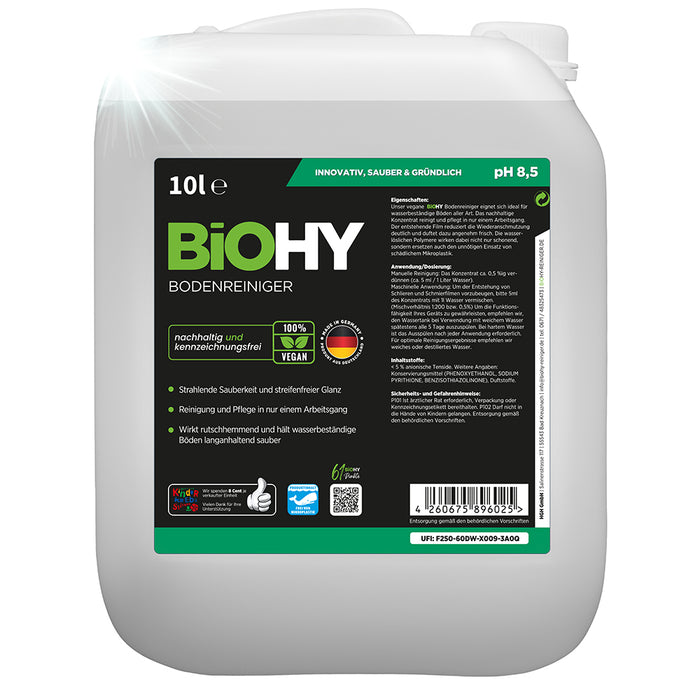 BiOHY Bodenreiniger, Fußbodenreiniger, Nicht schäumender Bodenreiniger, Bio-Konzentrat
