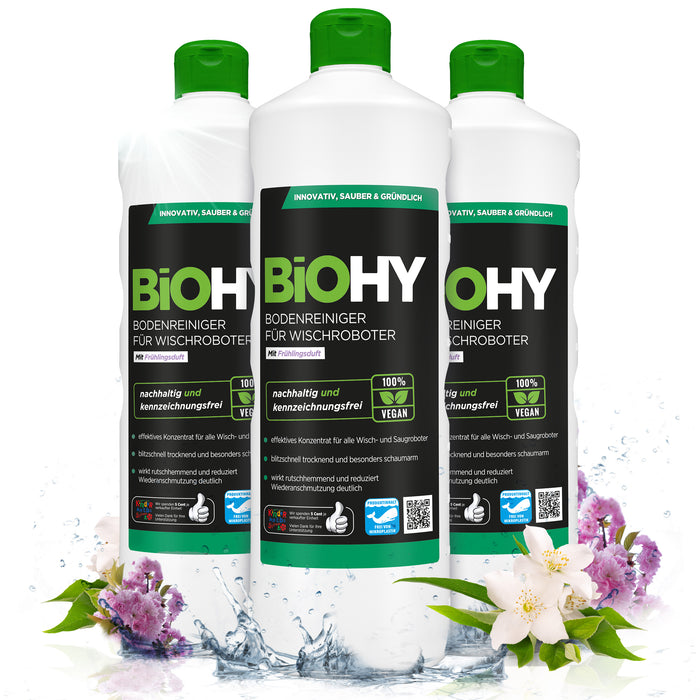 BiOHY Bodenreiniger für Wischroboter Station mit Frischeduft, Reiniger für Reinigungsstationen, Für hartes Wasser geeignet, Nicht schäumender Bodenreiniger, Bio-Konzentrat