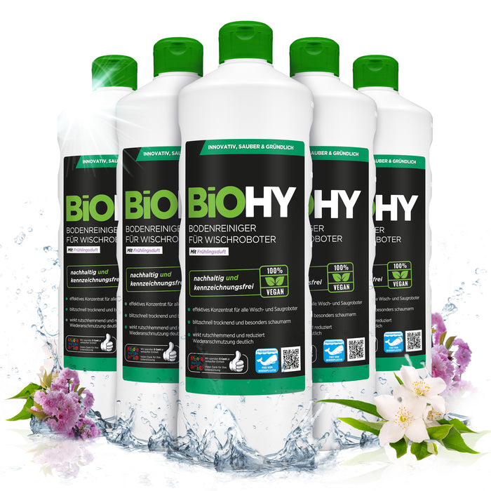 BiOHY Bodenreiniger für Wischroboter Station mit Frischeduft, Reiniger für Reinigungsstationen, Für hartes Wasser geeignet, Nicht schäumender Bodenreiniger, Bio-Konzentrat
