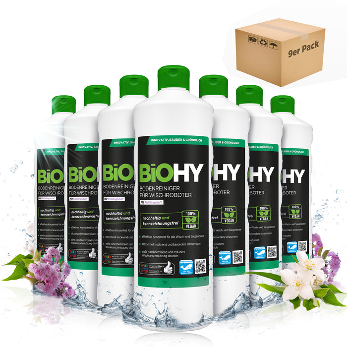 BiOHY Bodenreiniger für Wischroboter Station mit Frischeduft, Reiniger für Reinigungsstationen, Für hartes Wasser geeignet, Nicht schäumender Bodenreiniger, Bio-Konzentrat