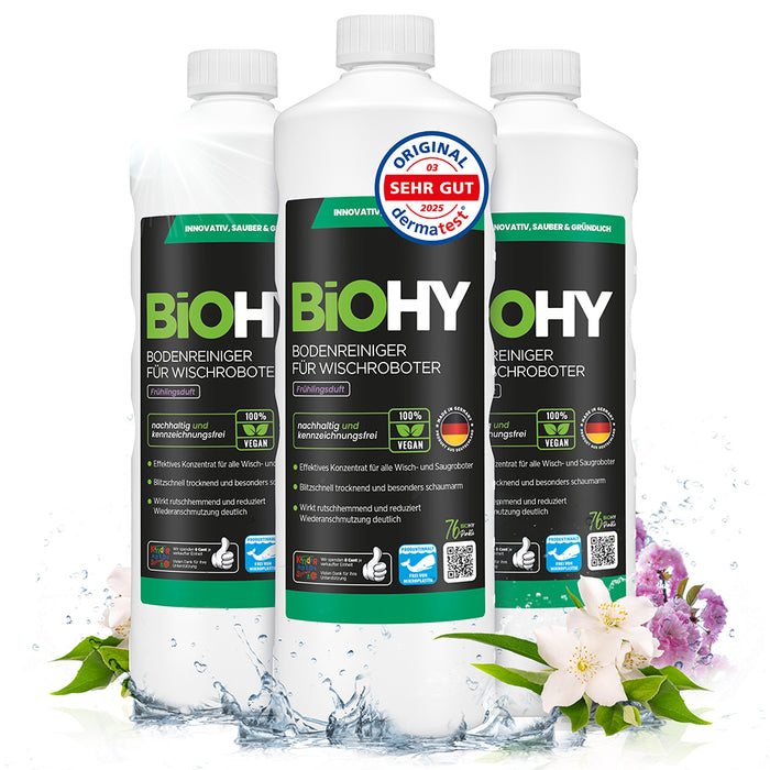 BiOHY limpiador de suelos para robots mopa, limpiador orgánico, cuidado de suelos mopa, limpiador de suelos sin espuma