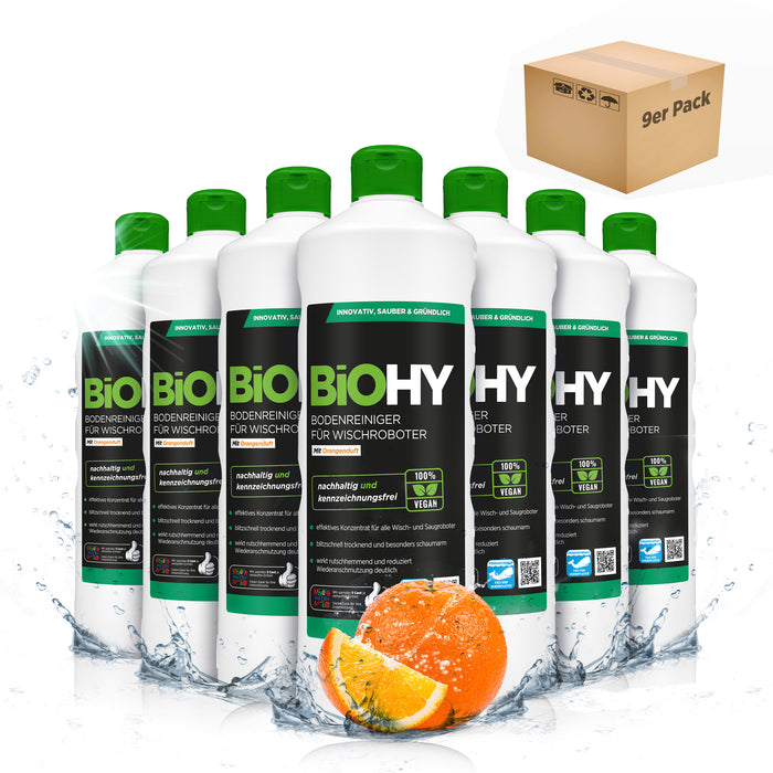 BiOHY Bodenreiniger für Wischroboter Station mit Frischeduft, Reiniger für Reinigungsstationen, Für hartes Wasser geeignet, Nicht schäumender Bodenreiniger, Bio-Konzentrat