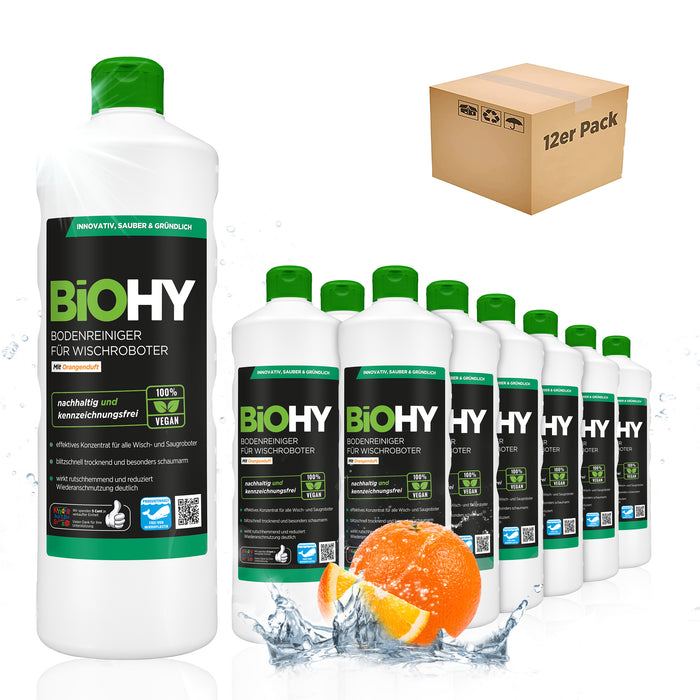 BiOHY Bodenreiniger für Wischroboter Station mit Frischeduft, Reiniger für Reinigungsstationen, Für hartes Wasser geeignet, Nicht schäumender Bodenreiniger, Bio-Konzentrat