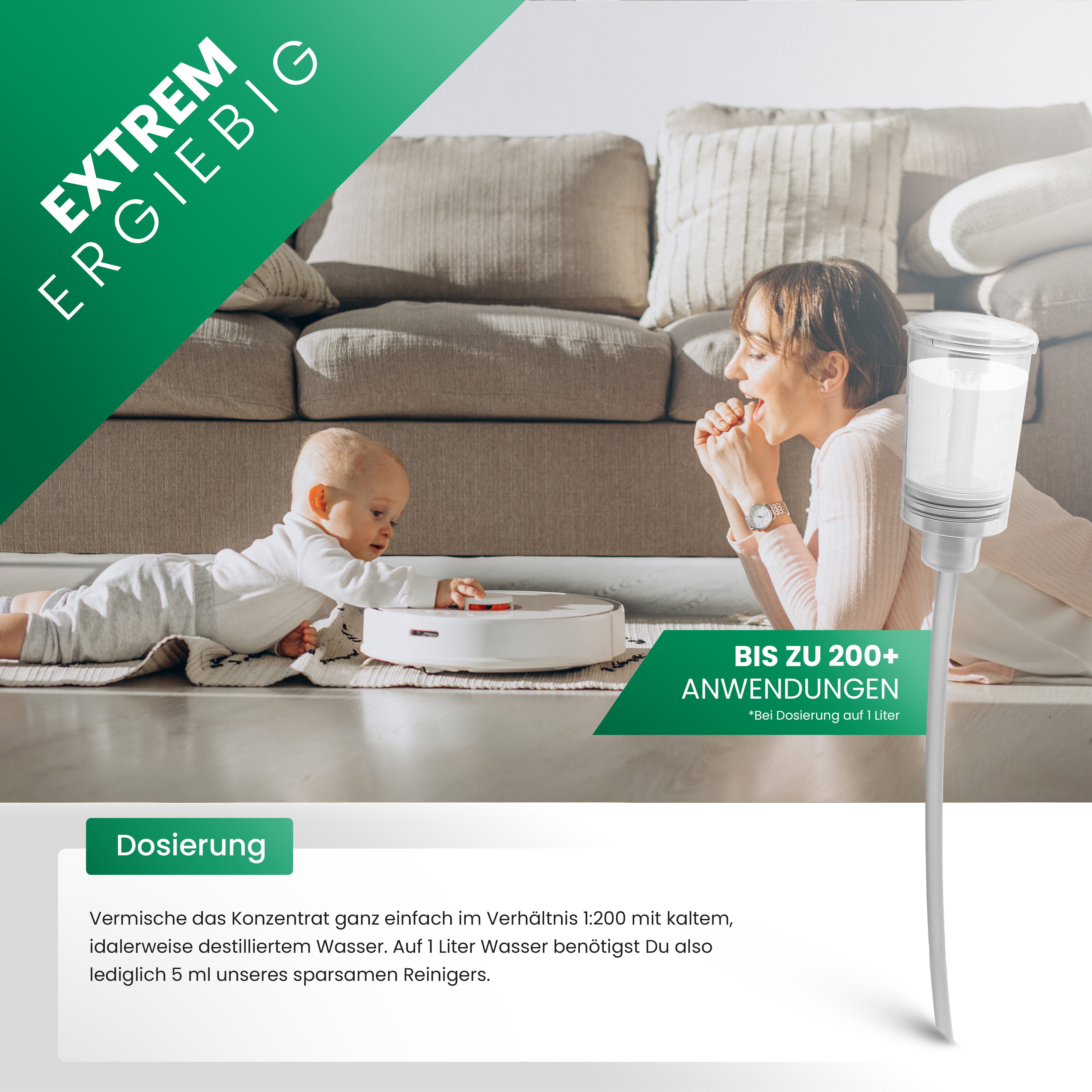 BiOHY limpiador de suelos para robots mopa, limpiador orgánico, cuidado de suelos mopa, limpiador de suelos sin espuma