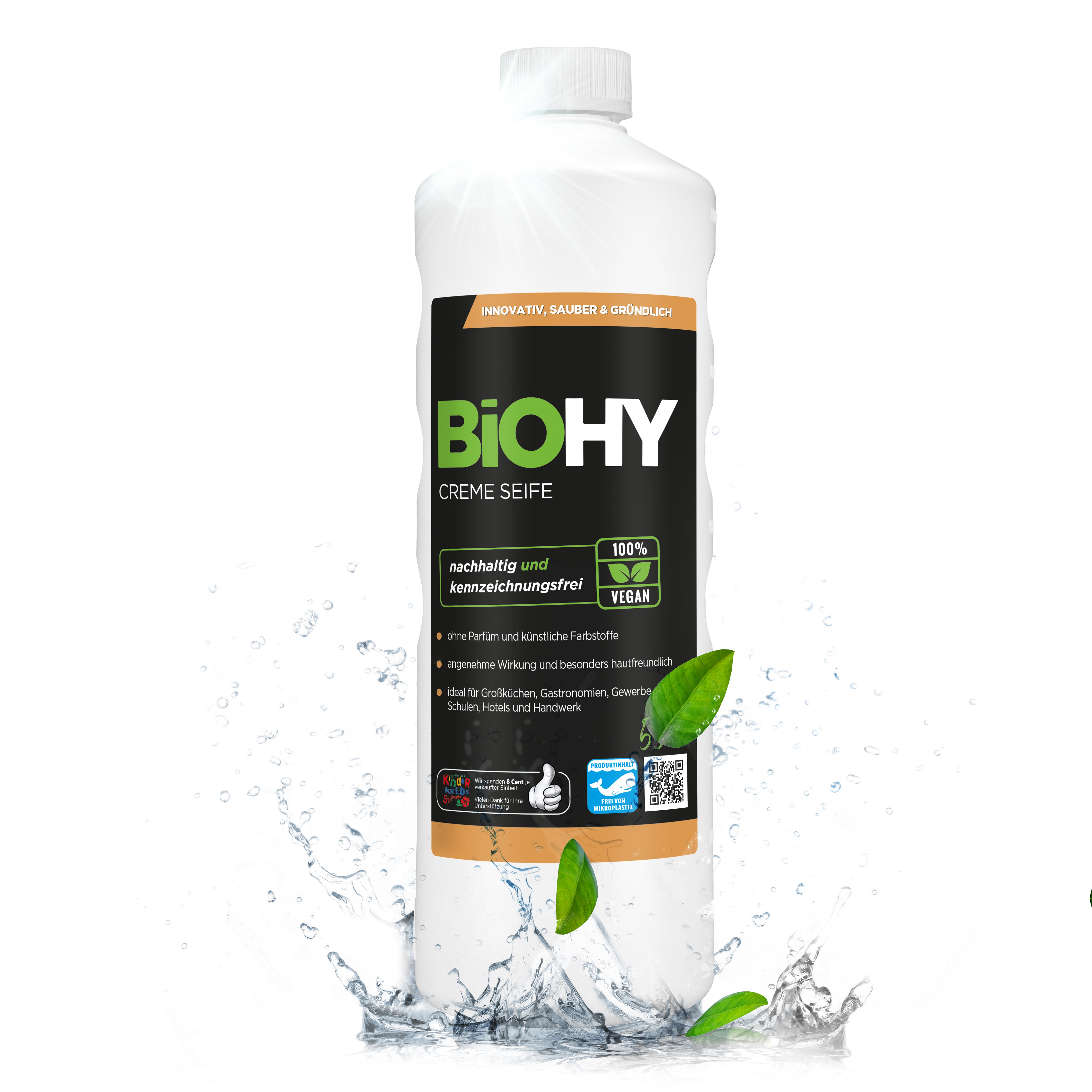 BiOHY Creme Seife, Hautfreundliche Waschlotion, Phosphatfreie Handseife, Rückfettende Seifencreme