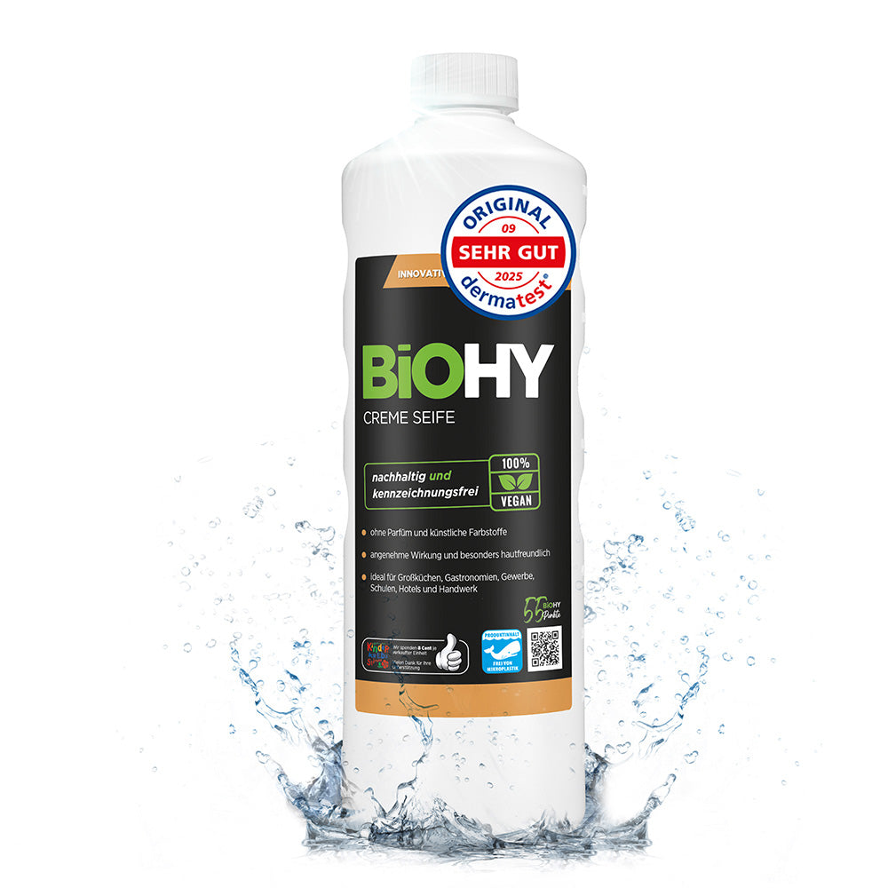 BiOHY Creme Seife, Hautfreundliche Waschlotion, Phosphatfreie Handseife, Rückfettende Seifencreme
