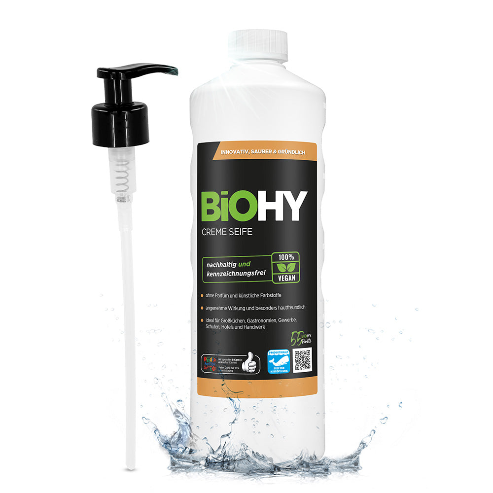 BiOHY Creme Seife, Hautfreundliche Waschlotion, Phosphatfreie Handseife, Rückfettende Seifencreme