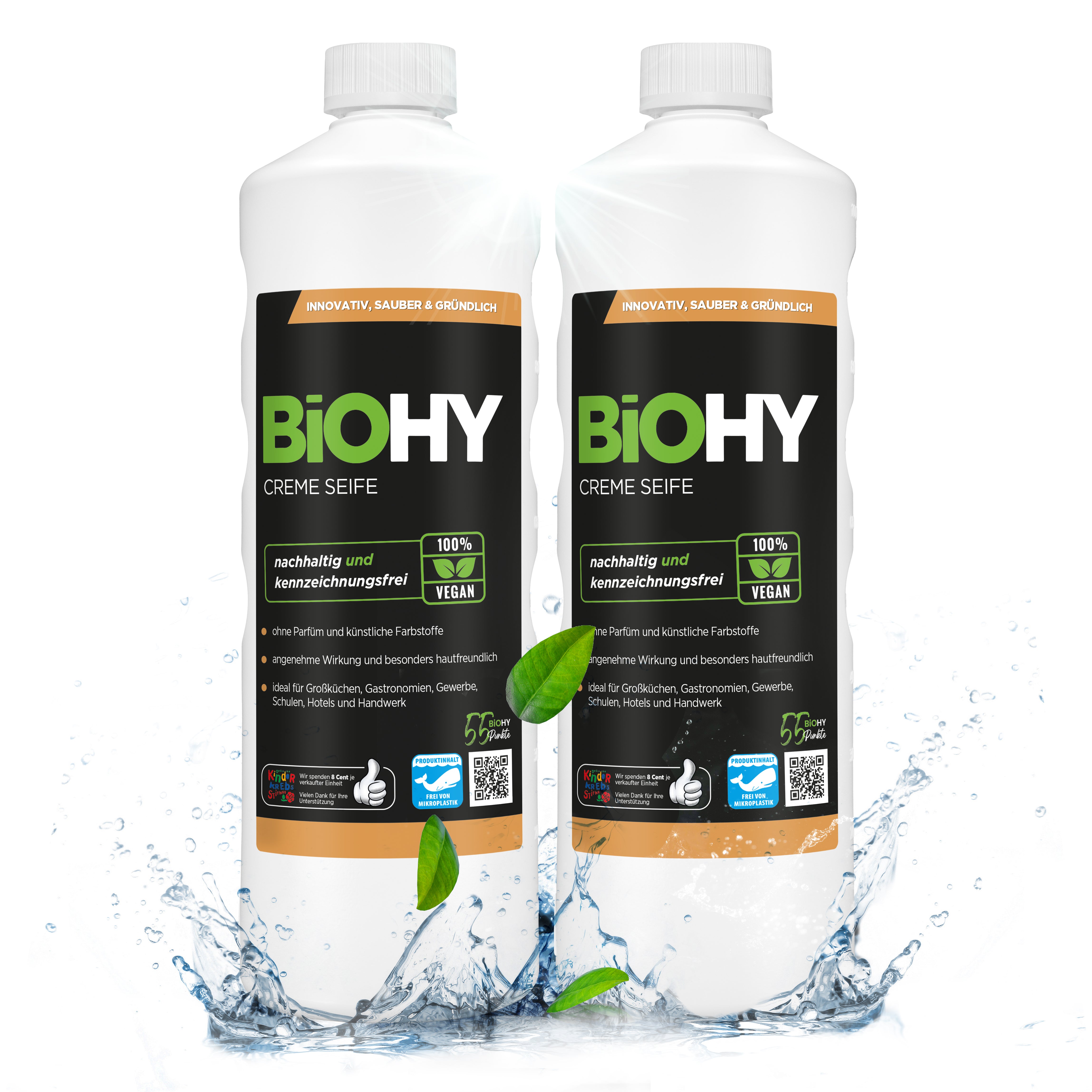 BiOHY Creme Seife, Hautfreundliche Waschlotion, Phosphatfreie Handseife, Rückfettende Seifencreme
