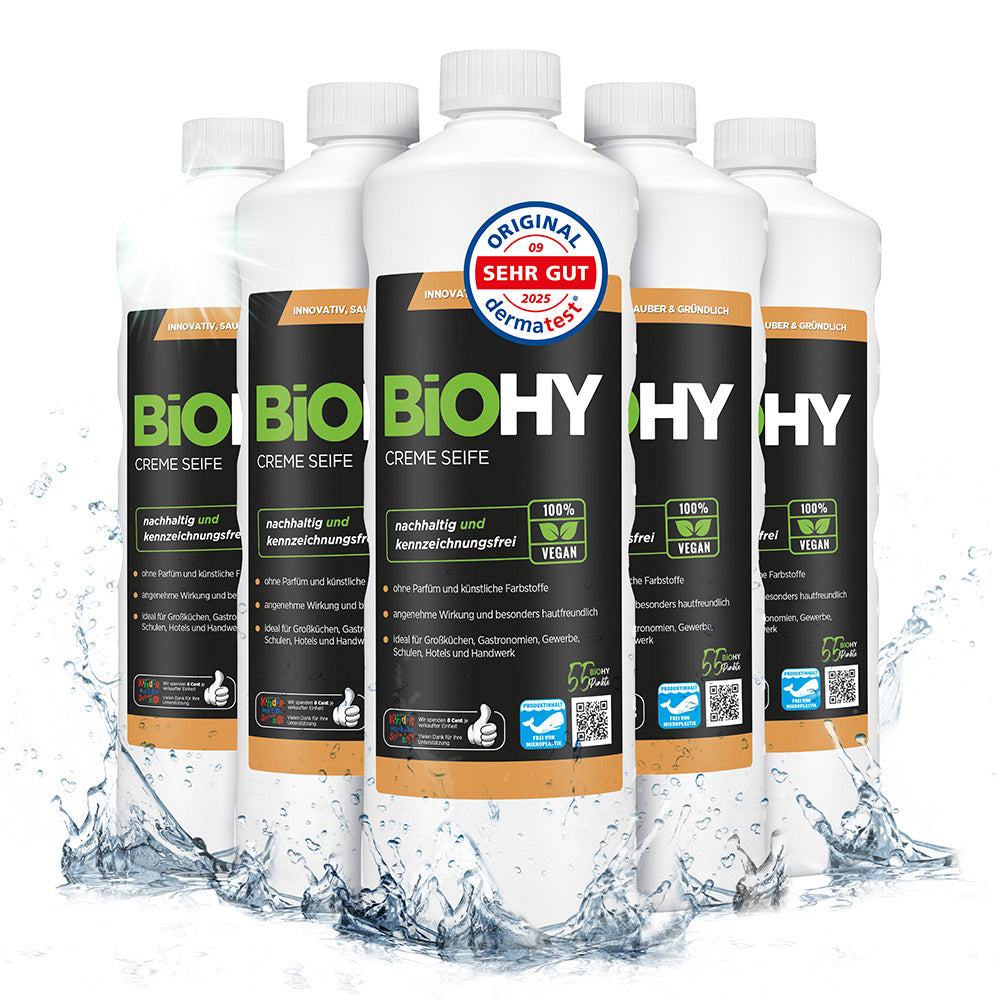 BiOHY Creme Seife, Hautfreundliche Waschlotion, Phosphatfreie Handseife, Rückfettende Seifencreme