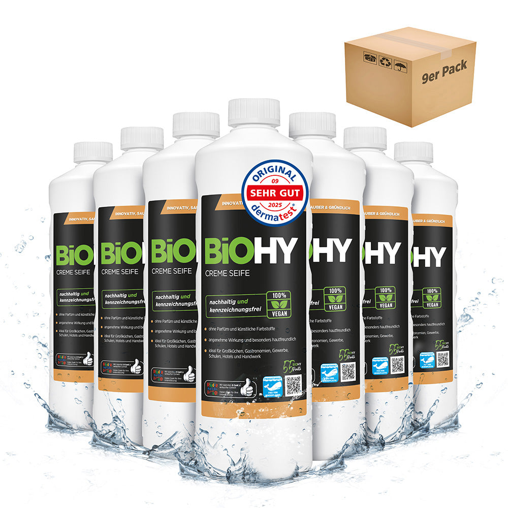 BiOHY Creme Seife, Hautfreundliche Waschlotion, Phosphatfreie Handseife, Rückfettende Seifencreme