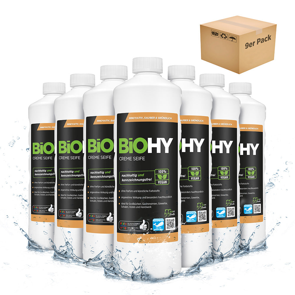 BiOHY Creme Seife, Hautfreundliche Waschlotion, Phosphatfreie Handseife, Rückfettende Seifencreme