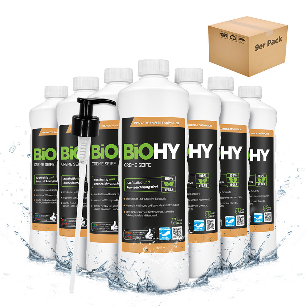 BiOHY Creme Seife, Hautfreundliche Waschlotion, Phosphatfreie Handseife, Rückfettende Seifencreme