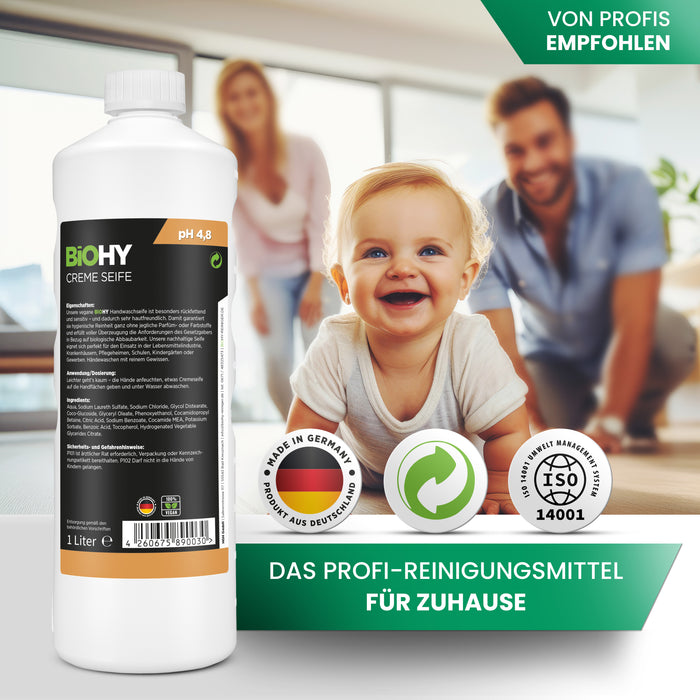 BiOHY cream soap, skin-friendly washing lotion, phosphate-free hand soap, moisturizing soap cream
