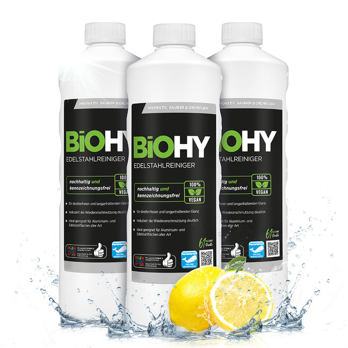 BiOHY Edelstahlreiniger, Edelstahlreiniger Spray, Edelstahlpflegemittel, Edelstahl Putzmittel