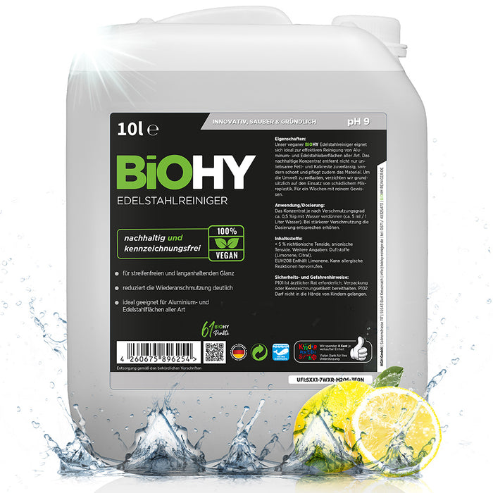 BiOHY Edelstahlreiniger, Edelstahlreiniger Spray, Edelstahlpflegemittel, Edelstahl Putzmittel
