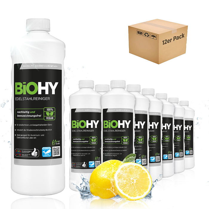 BiOHY Edelstahlreiniger, Edelstahlreiniger Spray, Edelstahlpflegemittel, Edelstahl Putzmittel