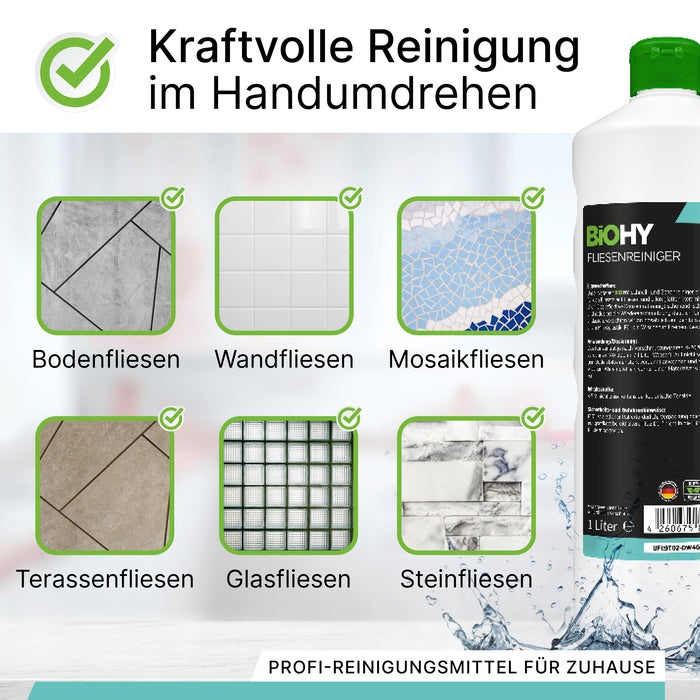 BiOHY Fliesenreiniger 10 Liter, Fliesenbodenreiniger, Feinsteinreiniger, Bodenreiniger, B2B