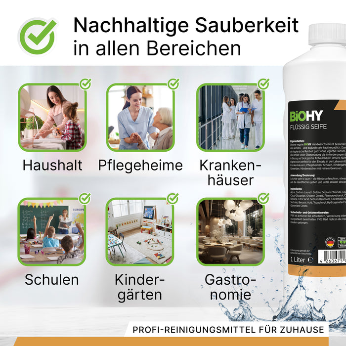 BiOHY Flüssig Seife, Flüssige Handseife, Gesichtsseife, Sensitive Waschlotion