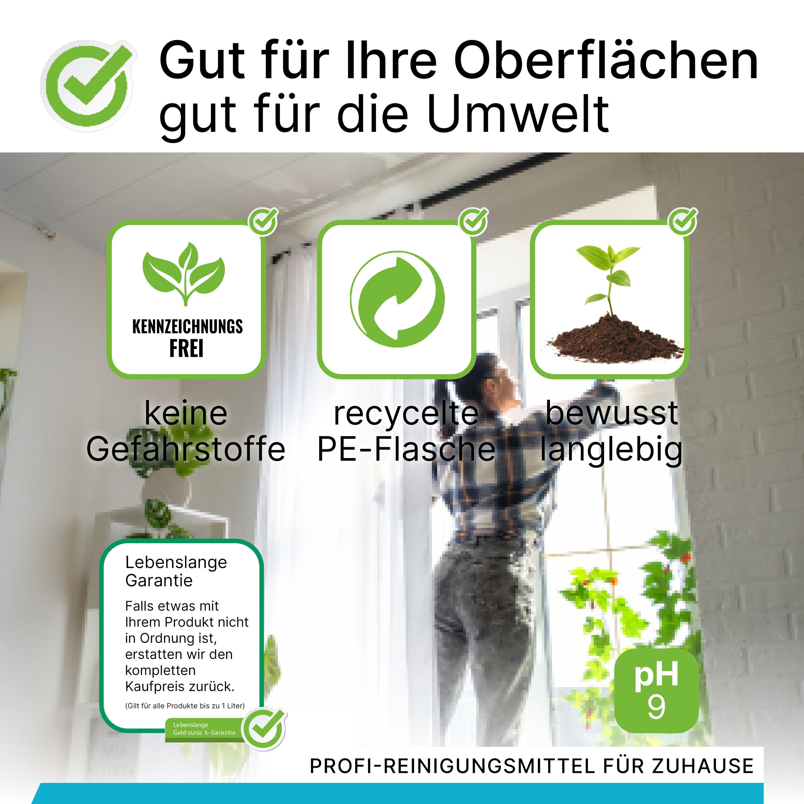 BiOHY Glas- und Oberflächenreiniger, Glasreiniger, Oberflächenreiniger, Fensterputzmittel