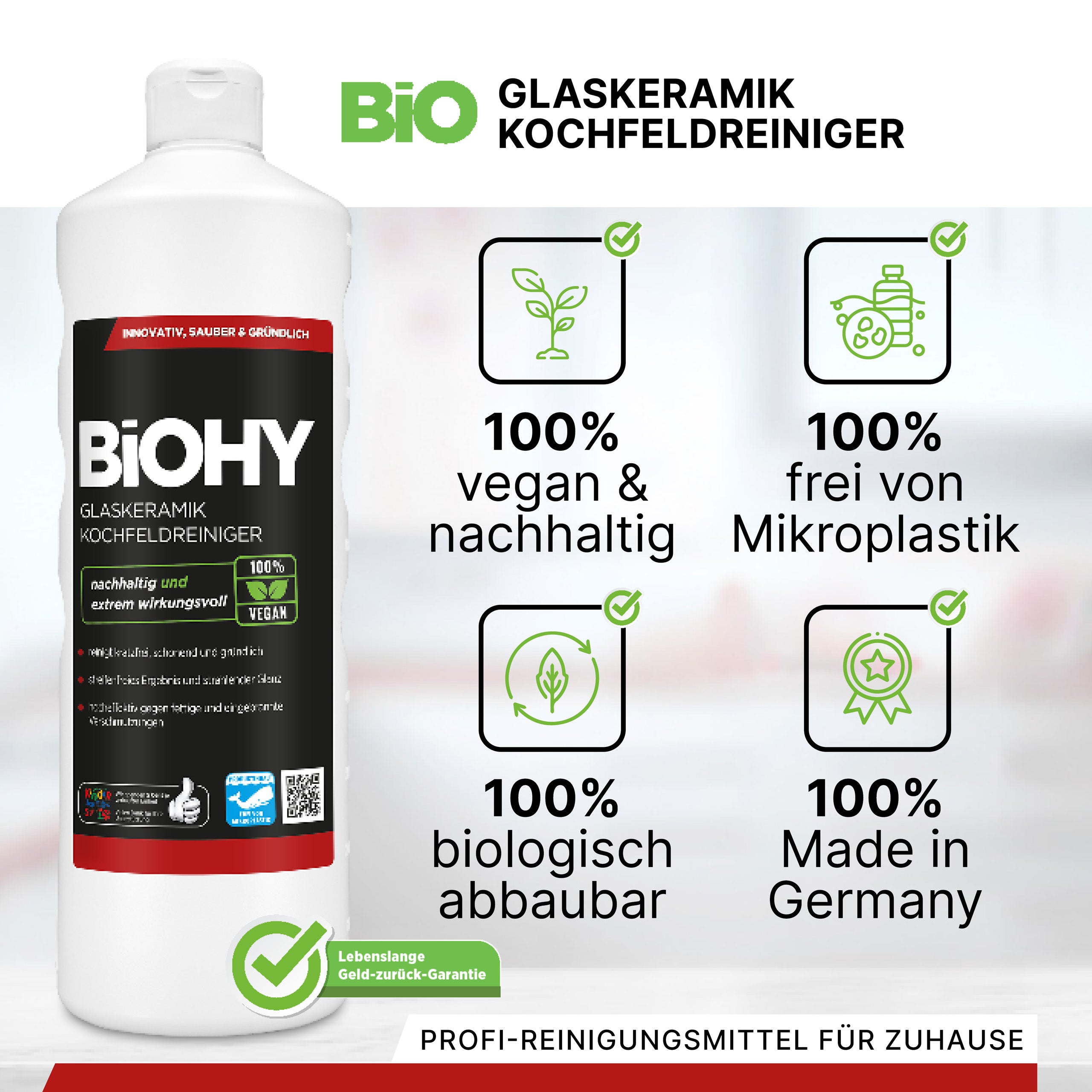 BiOHY Glaskeramik Kochfeldreiniger, Ceranfeldreiniger, Glaskeramikreiniger, Herdreiniger