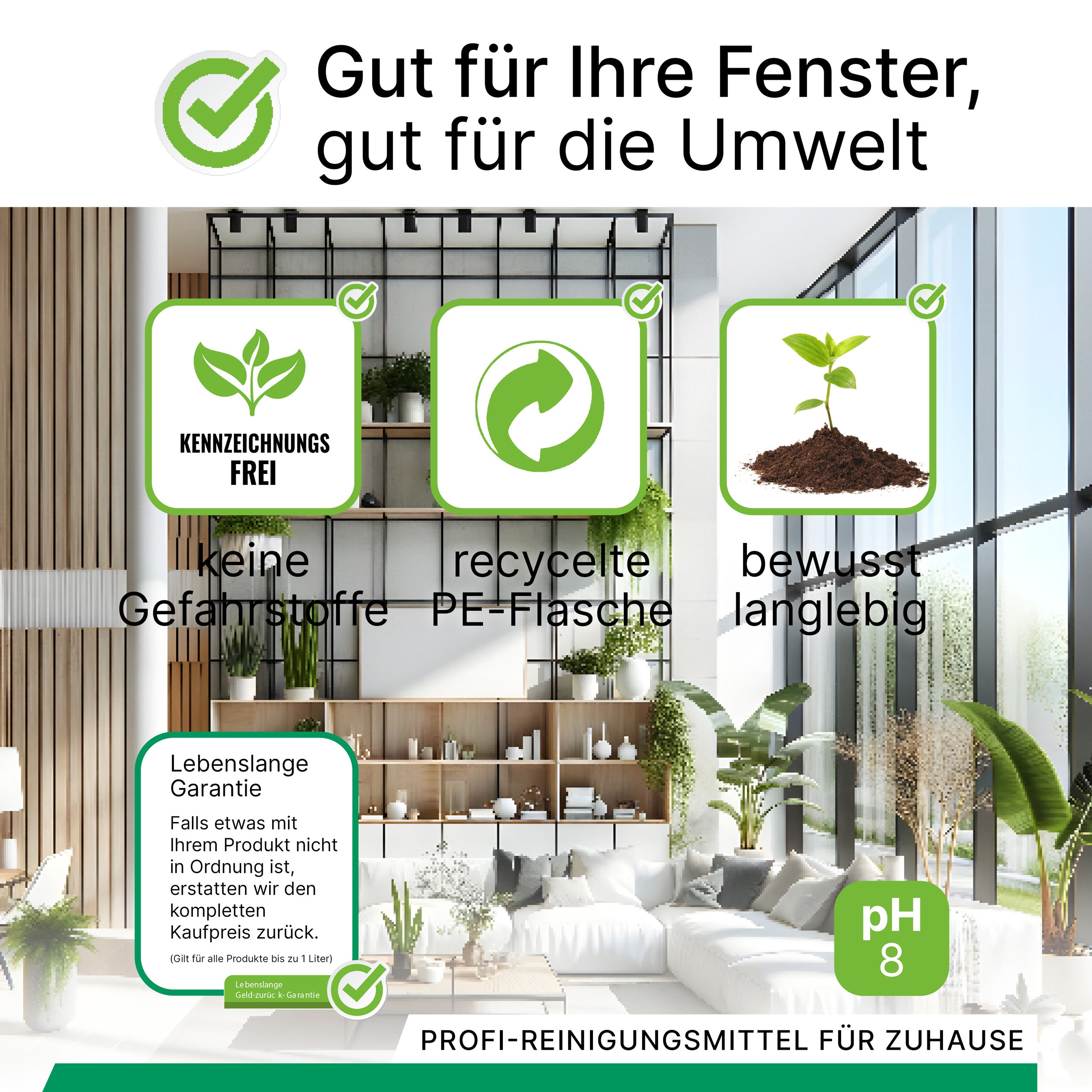 BiOHY Glasreiniger für Fenstersauger, Fensterputzmittel, Glasreiniger, Fensterreiniger