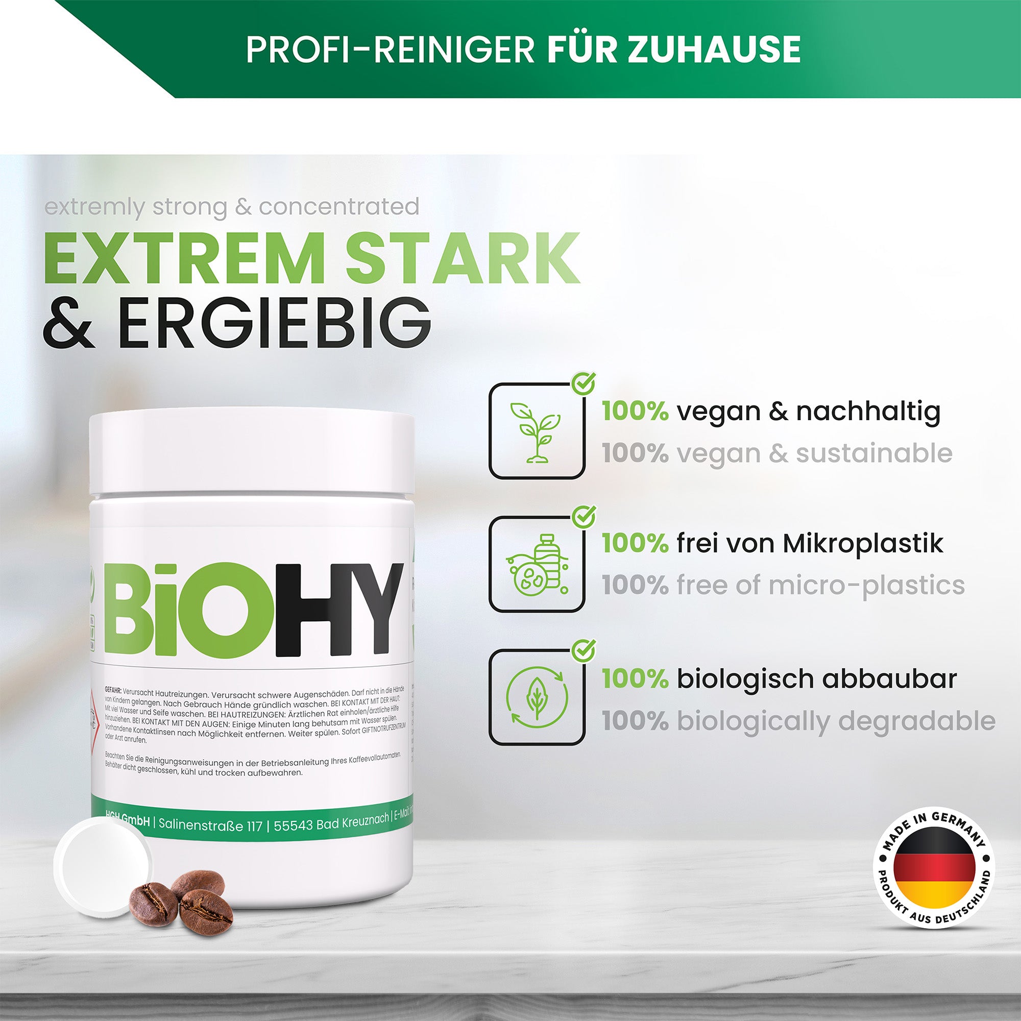 BiOHY pastillas limpiadoras para cafeteras automáticas, pastillas descalcificadoras, pastillas descalcificadoras para cafeteras automáticas, pastillas limpiadoras para cafeteras