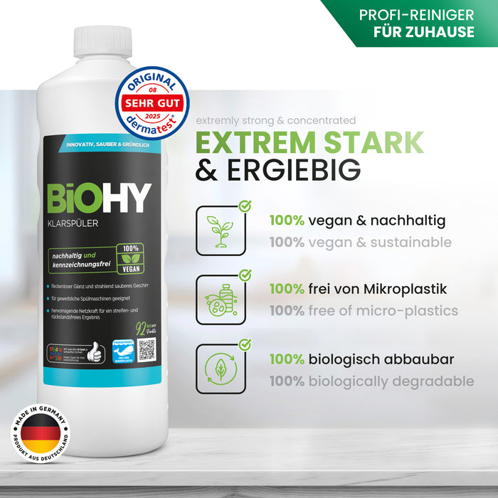 BiOHY Klarspüler, Glasreiniger Spülmaschine, Geschirrspülreiniger, Besteckreiniger