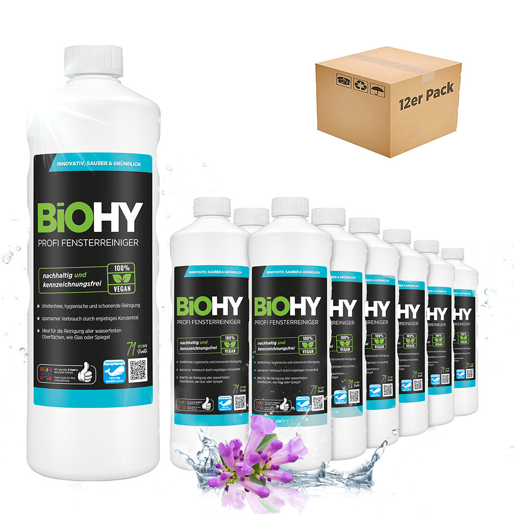 BiOHY professional window cleaner, glass cleaner, window cleaning agent, organic concentrate