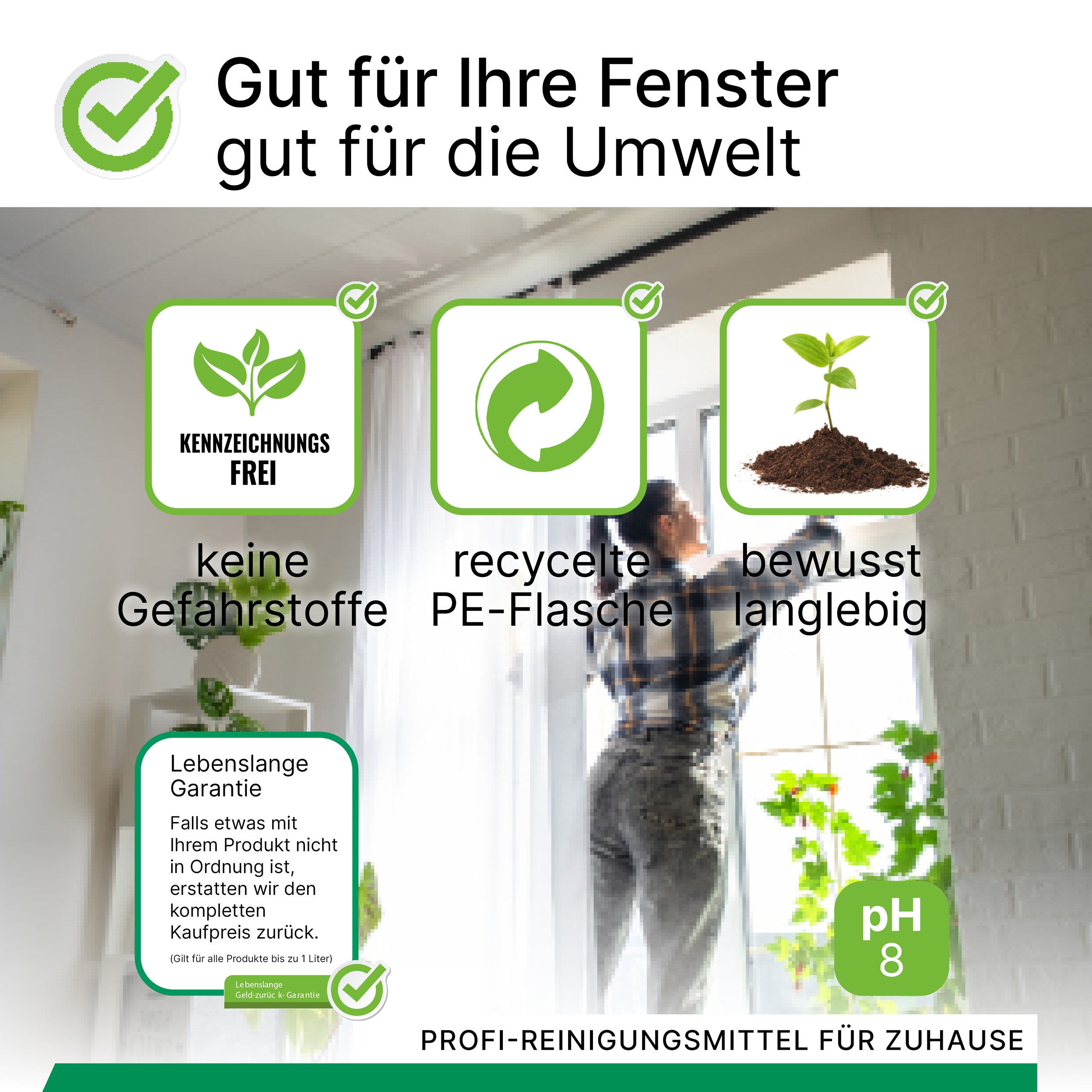 BiOHY Profi Fensterreiniger, Glasreiniger, Fensterputzmittel, Bio-Konzentrat