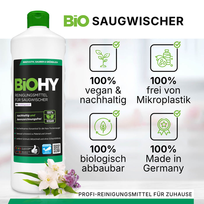 BiOHY Reinigungsmittel für Saugwischer 10 Liter mit Frühlingsduft, Nass- und Trockensauger,  Bodenwischpflege, Glanzreiniger, B2B