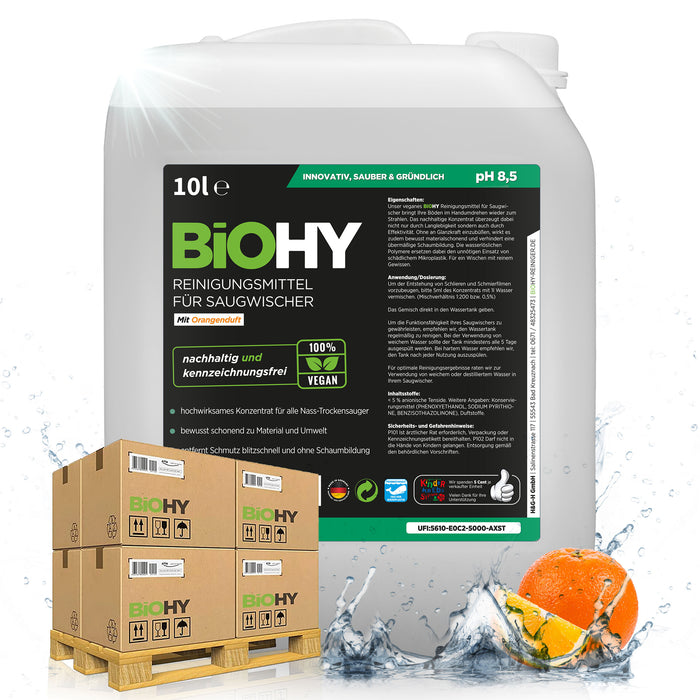 BiOHY cleaning agent for suction wipers 10 liters, wet and dry vacuum cleaners, floor care, shine cleaner