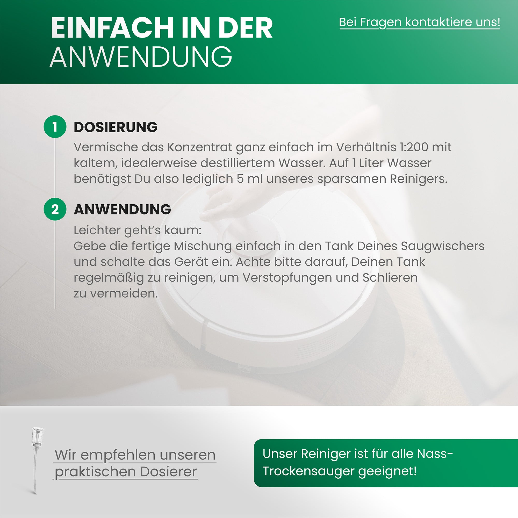 BiOHY cleaning agent for vacuum wipers, cleaners for wet and dry vacuum cleaners, floor care products, organic cleaners