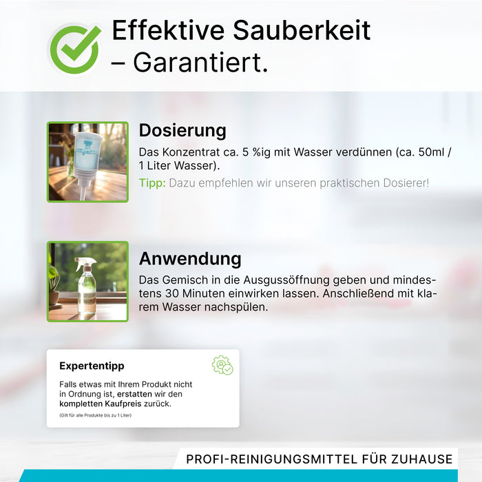 BiOHY Rohrreiniger, Abflussreiniger, Rohfrei Mittel, Profi-Konzentrat