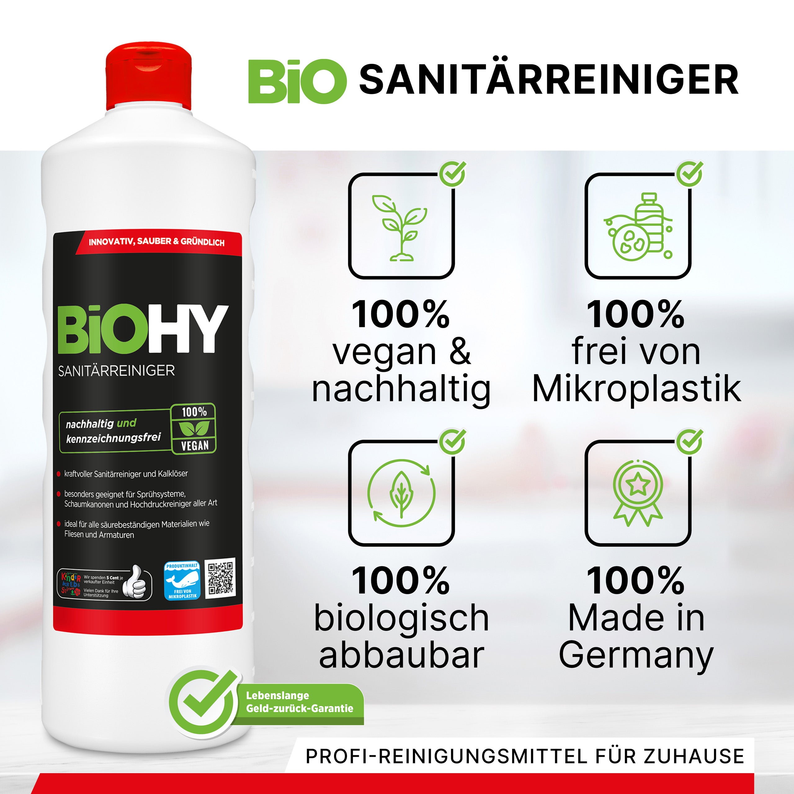 BiOHY Sanitärreiniger, Badreiniger, Kalklöser, Badezimmer Reiniger