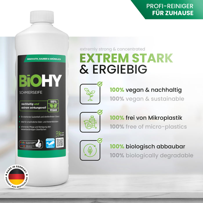 BiOHY Schmierseife, Schmierseifenlösung, Fußbodenreiniger, Bio-Konzentrat
