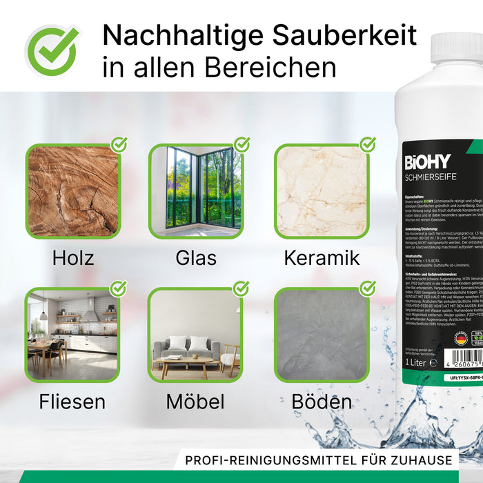 BiOHY Schmierseife, Schmierseifenlösung, Fußbodenreiniger, Bio-Konzentrat