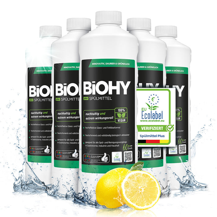 BiOHY Spülmittel Plus, Geschirrspülmittel, Handspülmittel, Eco Label zertifiziert