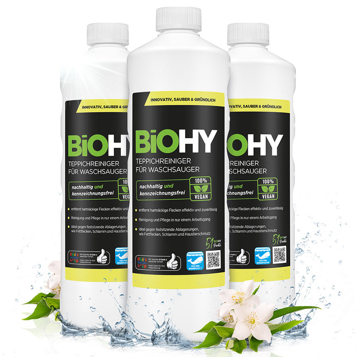 BiOHY Teppichreiniger für Waschsauger, Teppichshampoo, Textilreiniger, Dampfreiniger Teppich