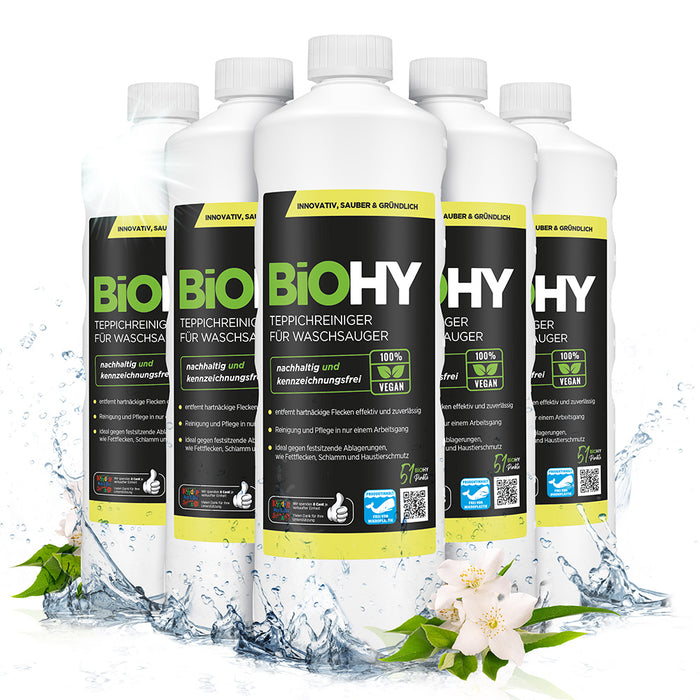 BiOHY Teppichreiniger für Waschsauger, Teppichshampoo, Textilreiniger, Dampfreiniger Teppich