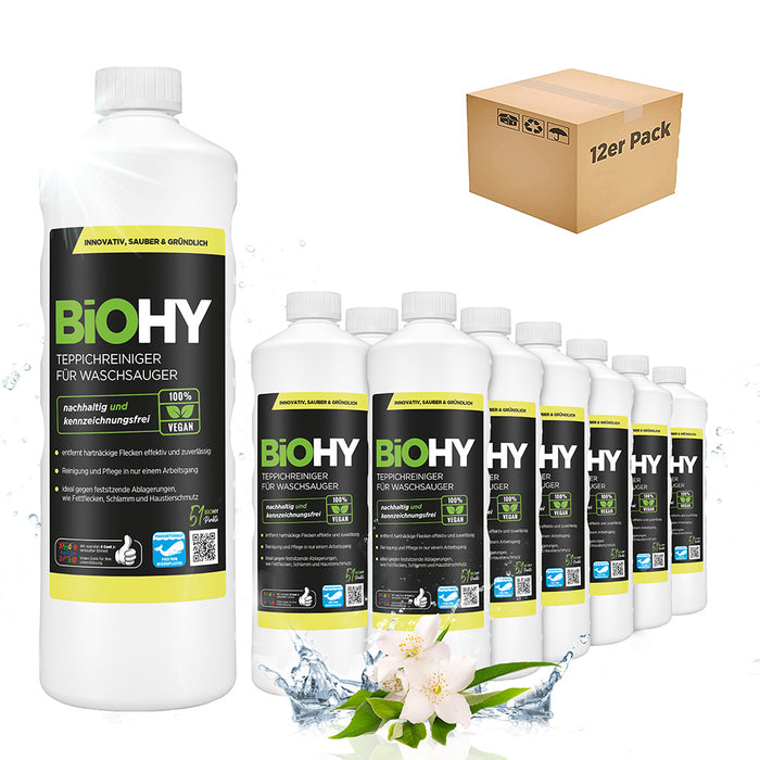 BiOHY Teppichreiniger für Waschsauger, Teppichshampoo, Textilreiniger, Dampfreiniger Teppich