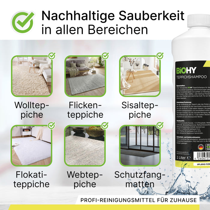 BiOHY Teppichshampoo, Teppichreiniger, Teppichreinigungsmittel, Teppichschaum
