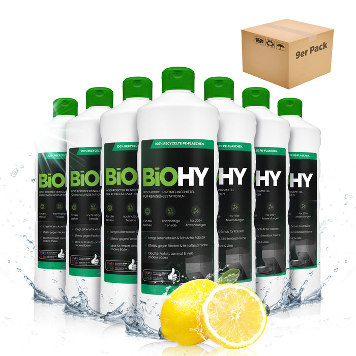 BiOHY Bodenreiniger für Wischroboter Station mit Frischeduft, Reiniger für Reinigungsstationen, Für hartes Wasser geeignet, Nicht schäumender Bodenreiniger, Bio-Konzentrat