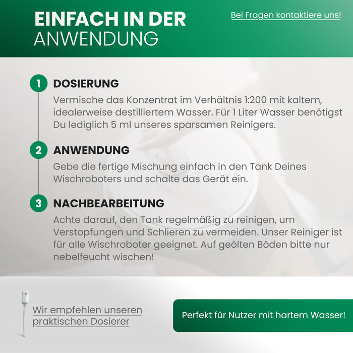 BiOHY Bodenreiniger für Wischroboter Station mit Frischeduft, Reiniger für Reinigungsstationen, Für hartes Wasser geeignet, Nicht schäumender Bodenreiniger, Bio-Konzentrat