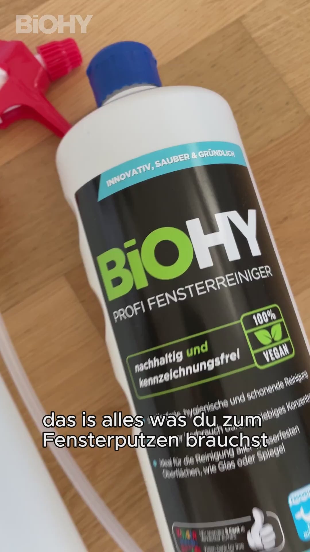 BiOHY Profi Fensterreiniger, Glasreiniger, Fensterputzmittel, Bio-Konzentrat