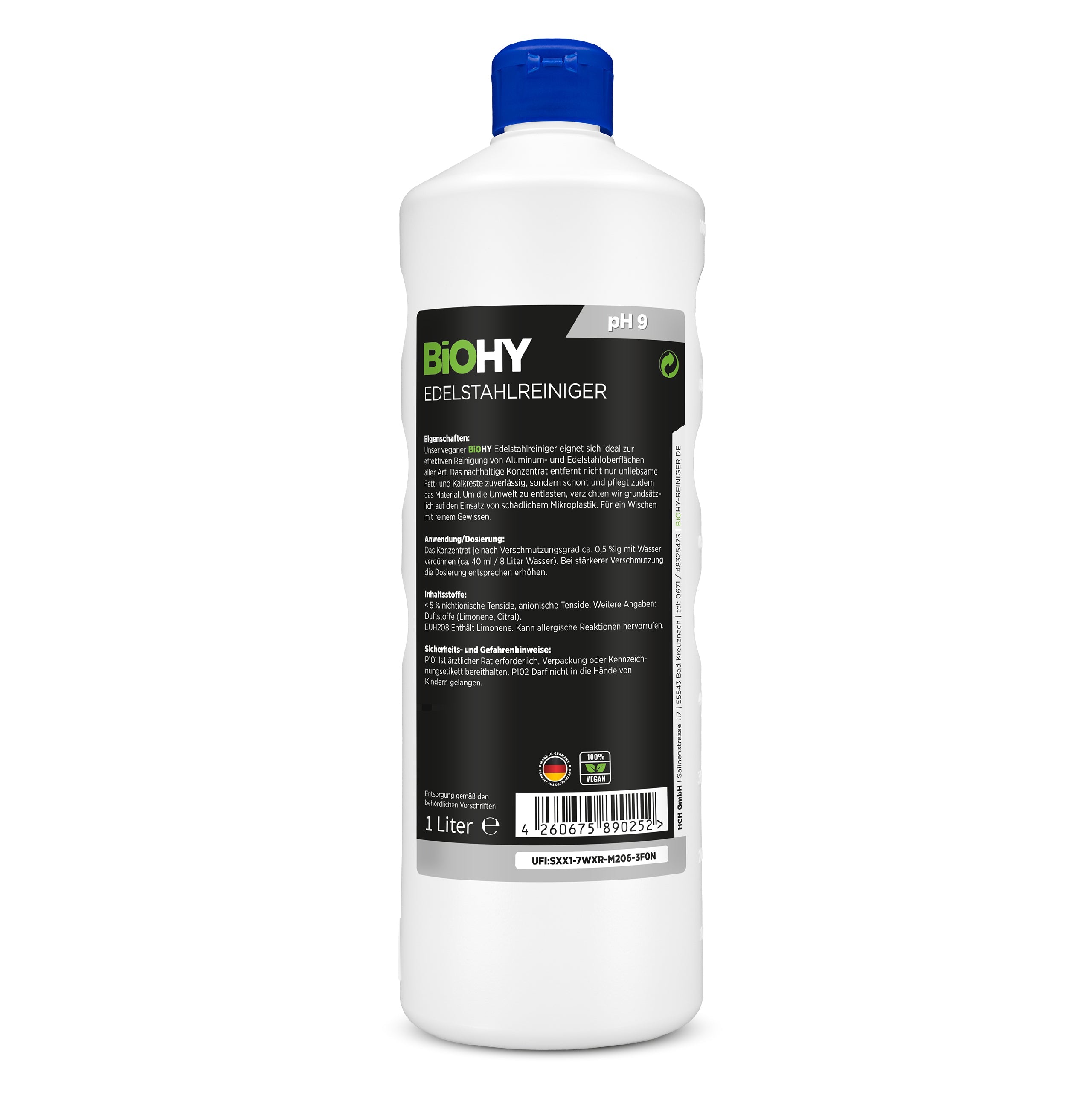 BiOHY limpiador de acero inoxidable, spray limpiador de acero inoxidable, producto para el cuidado del acero inoxidable, agente limpiador de acero inoxidable